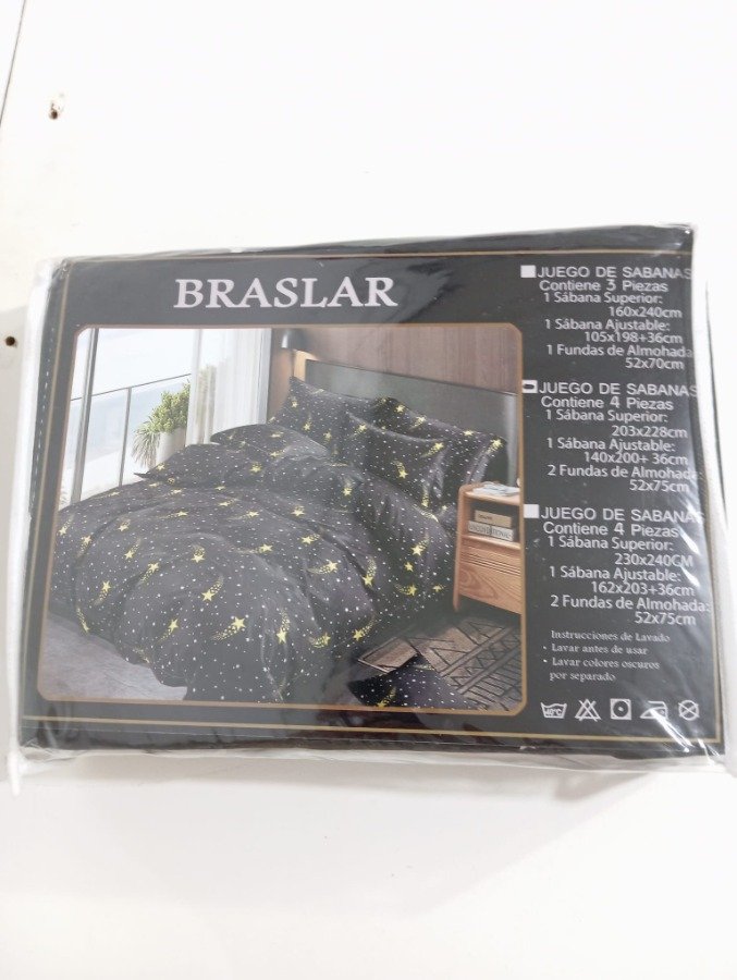 Lote siguiente: Sábanas negras con estrellas para cama de 2 plazas