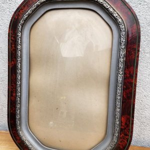 Cuadro Ovalado Antiguo de Vidrio y Madera - imagen 1