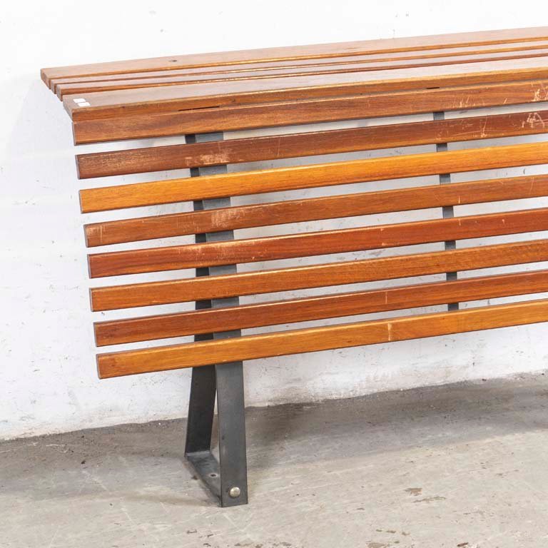Banco de madera y metal con respaldo para bancas - imagen 2