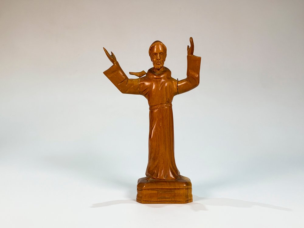 Talla de Madera de San Francisco de Asís, 24 cm