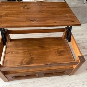 Mesa de centro de madera con 4 cajones y tapa rebatible - imagen 2