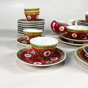 Juego de Loza Oriental China: 32 Piezas con Tazas, Platos y Lechera - imagen 4