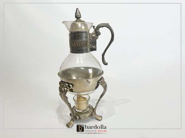 Cafetera antigua de cristal y metal para la decoración del hogar - imagen 1
