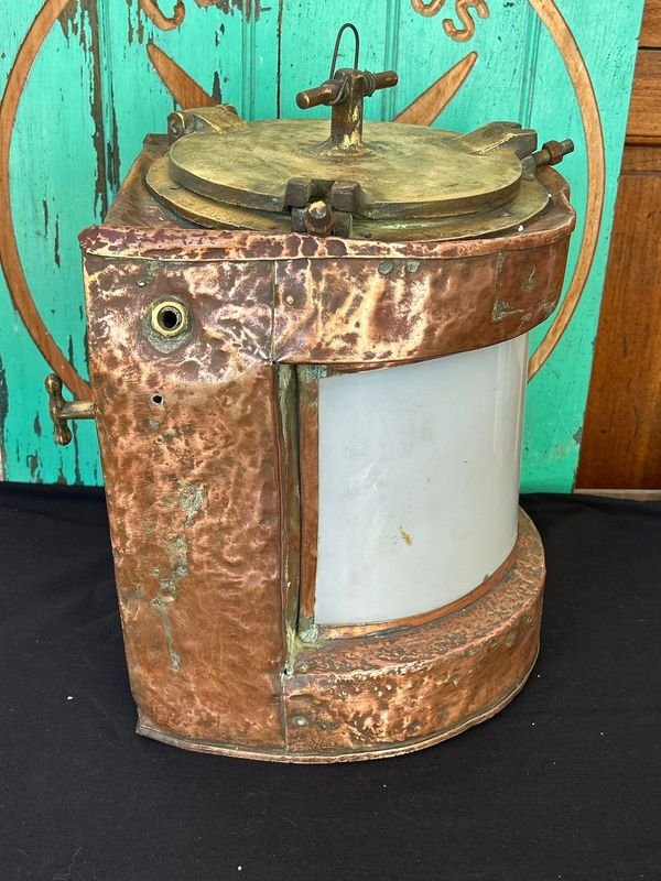 Farol de barco imponente en cobre y bronce - imagen 11