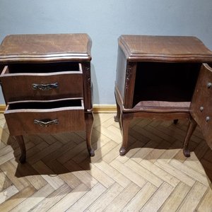 Par de Mesas de Luz Estilo Luis XV Talla Madera Bronce - imagen 3