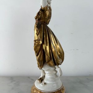 Figura Clásica Capodimonte Original Siglo XIX con Detalles Dorados - imagen 4