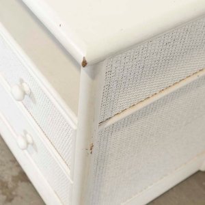 Mueble Bajo Rodante Blanco con Cajones y Estante de Ratán - imagen 2