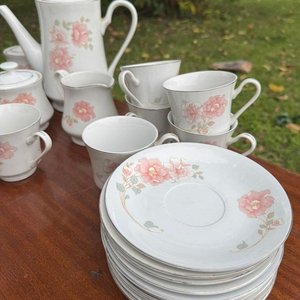 1 juego de cafe de 21 piezas de origen chino (tazas, teteras, pltos, lecheras, azucareros) - imagen 2