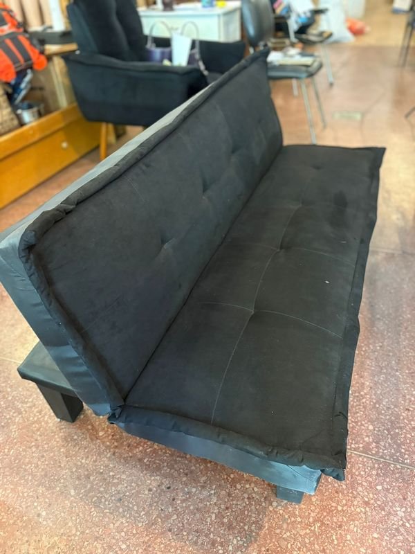 Sofá cama de cuero negro - imagen 3