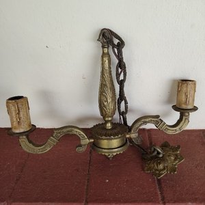 Lámpara de Techo Antigua de Bronce con Cadena - imagen 2
