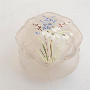 Polvera Antigua de Cristal Esmaltado con Flores - 10cm - imagen 2
