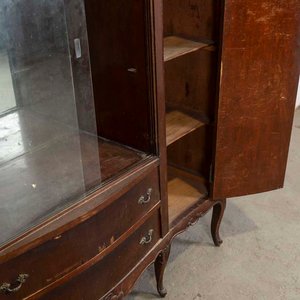 Cristalero Francés Antiguo con Puertas Vidriadas y Cajones - imagen 2