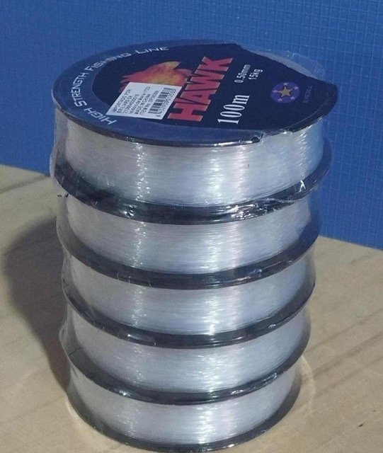5 Rollos de Tanza de Pesca Marca Hawk