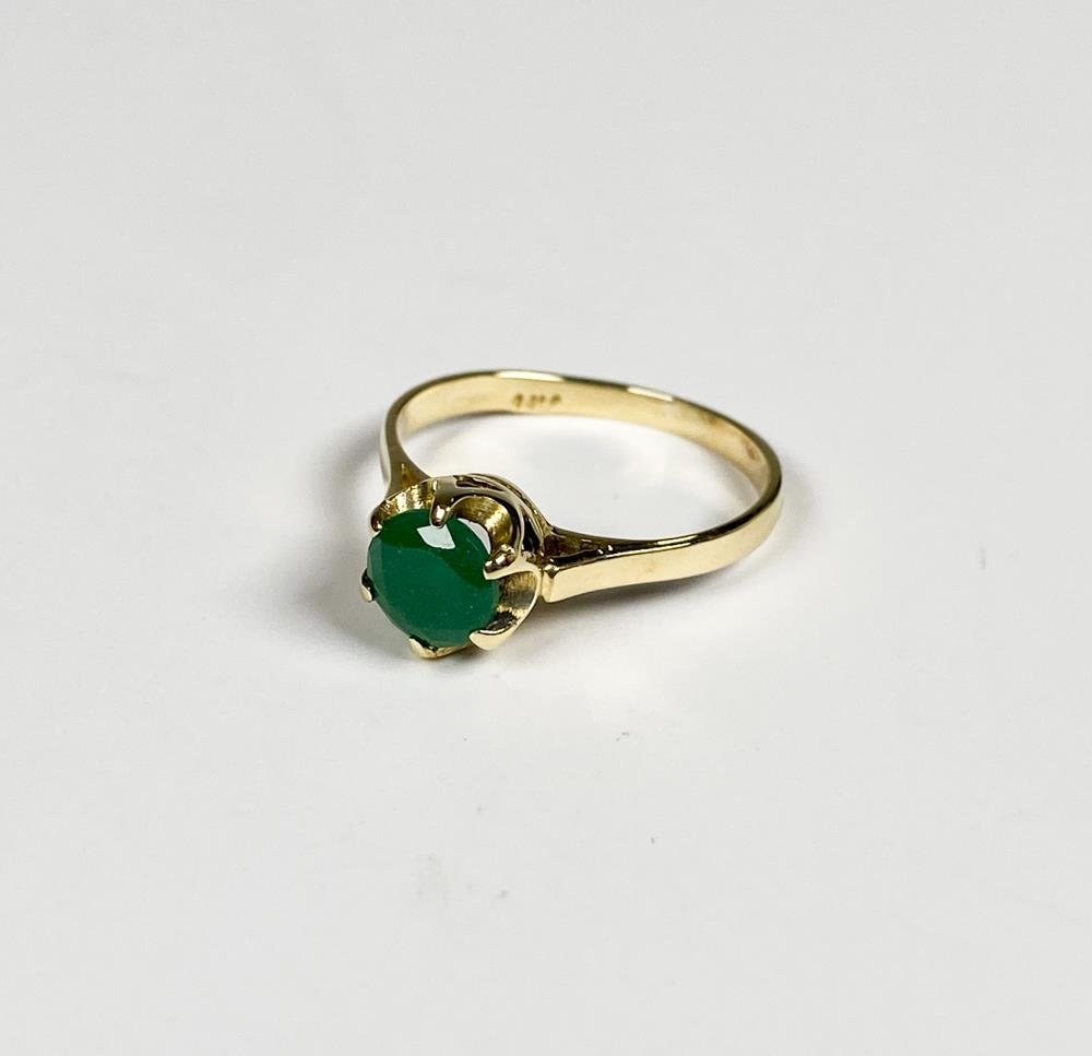 Anillo de Oro 14k con Piedra Verde Talla 17 mm