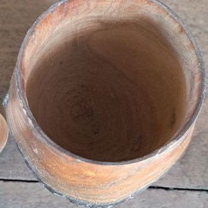 Recipiente de Madera con Tapa y Macetero de Barro Azul - imagen 3