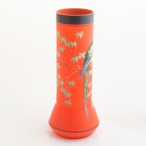 Florero de Opalina Naranja con Loro Decorativo - 26cm - imagen 2