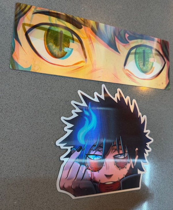 Stickers Anime Ojos y Personaje con Fuego - imagen 1