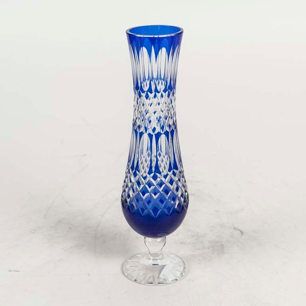 Florero de Cristal Azul Estilo Baccarat