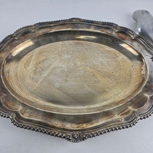 Bandeja Inglesa Ovalada en Plata 925 con Bordes Decorados - imagen 1