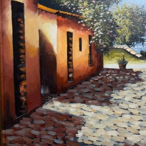 Óleo sobre Fibra "Colonia del Sacramento" por Oscar Suárez - 50x40 cm - imagen 3