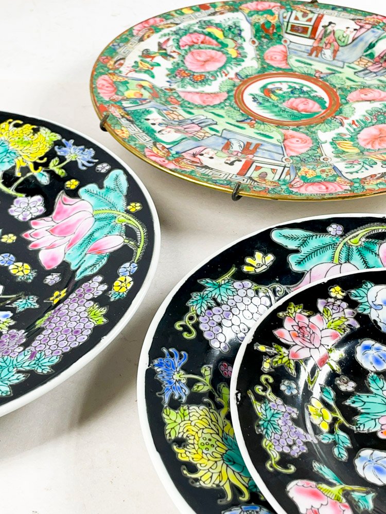 Cuatro platos en porcelana oriental florada - imagen 2