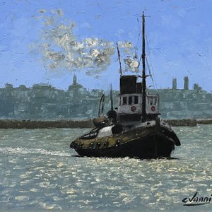 Lote siguiente: Oleo "Remolcador" de Cesar Vanni, 42 x 51 cm