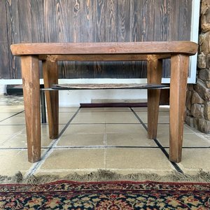 Mesa de Centro de Madera con Tapa de Vidrio y Bandeja Tejida - imagen 10