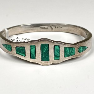 Pulsera Rígida de Plata con Malaquita - imagen 3