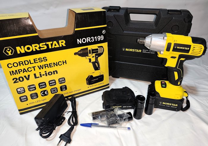 Llave de Impacto Inalámbrica Norstar 20V Li-Ion con 2 Baterías y Dados