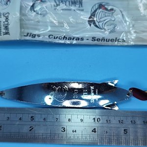 Señuelo Cuchara Ondulante Metálico "Specimen" 28g Cromado con Anzuelo Triple - imagen 5