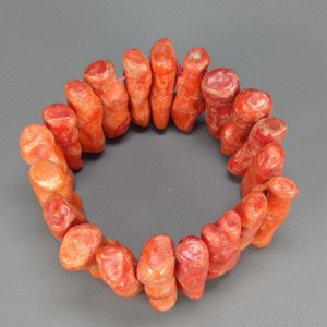 Pulsera Elastizada de Coral Natural Rojo Intenso - imagen 4