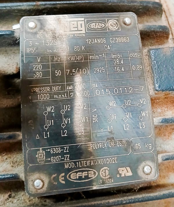 Compresor de aire Schulz motor trifasico 10 hp para venta - imagen 4