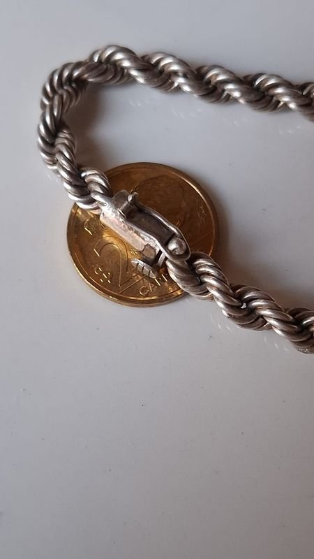 Pulsera plata gruesa y pesada con cierre y seguro - imagen 5