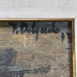 Óleo sobre Fibra "Puerto" de Florentino Delgado con Marco Dorado - imagen 4