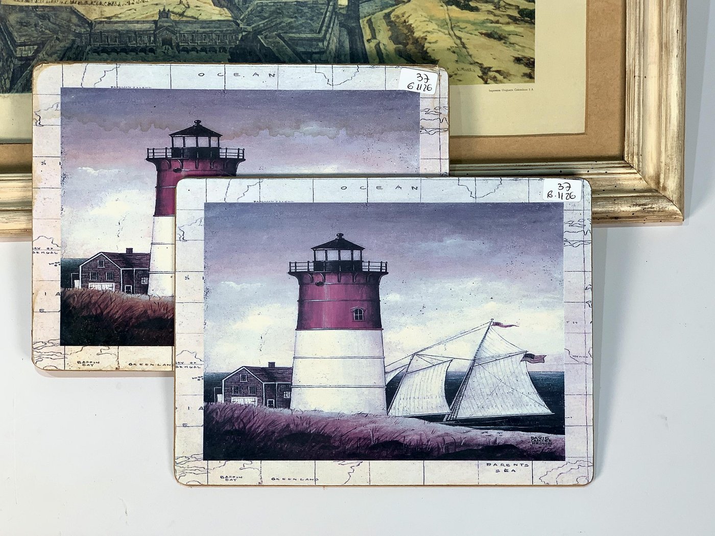 Lote de Cuatro Láminas: Faro, Bahía de Montevideo y Montevideo Antiguo