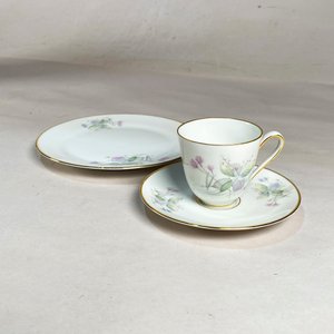 Juego de Porcelana Bavaria "Floral" con Guardia Dorada: Cafetera, Azucarero y 11 Tríos - imagen 2
