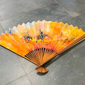 Gran abanico de madera decorado quijote, altura 1 mts - imagen 2
