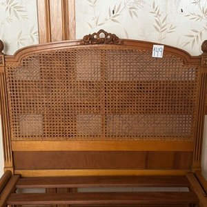 Cama Antigua de 1 Plaza Estilo Inglés con Respaldo de Esterilla - imagen 3