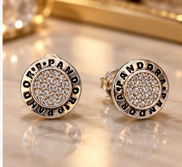 Par de Aros Pandora Plata 925 con Cristales Brillantes - imagen 1