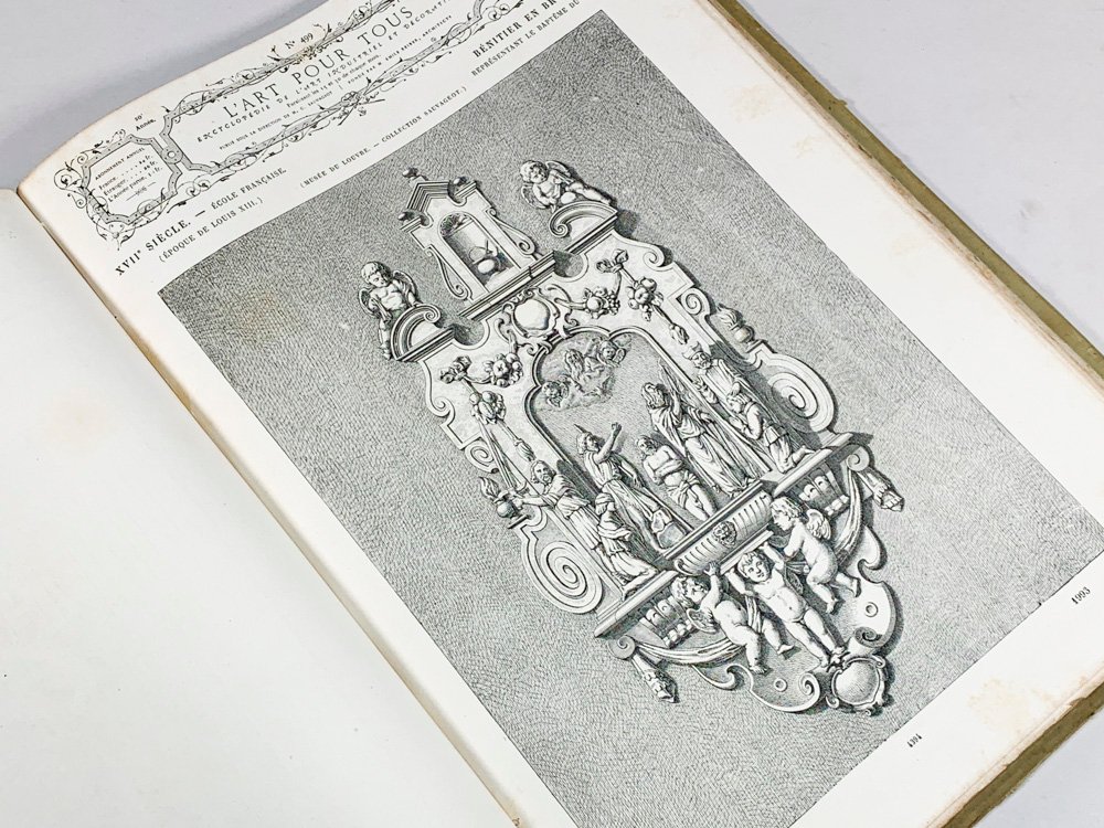 Libro de arte "Art Pour Tous" (1881) con objetos decorativos en blancos y negros - imagen 3