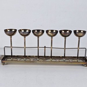 Juego de 6 Copas de Plata Antigua con Soporte Decorativo - imagen 2