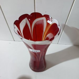 Florero de Vidrio Estilo Murano Rojo y Blanco - imagen 2