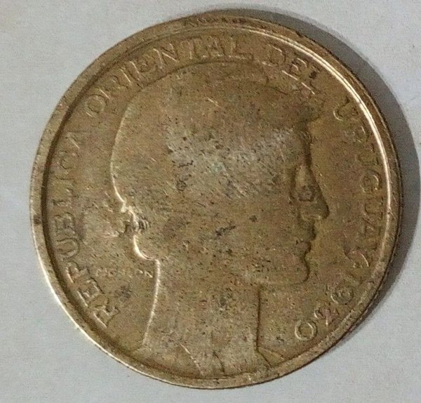 Moneda Conmemorativa Uruguay 10 Centésimos 1930 Puma Bronce