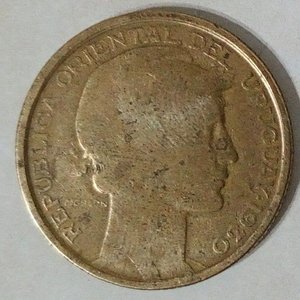 Moneda Conmemorativa Uruguay 10 Centésimos 1930 Puma Bronce - imagen 1